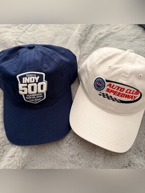 NWT NASCAR & Indy 500 Racing Hat Bundle Auto Club Speedway & IndyCar slouch hat